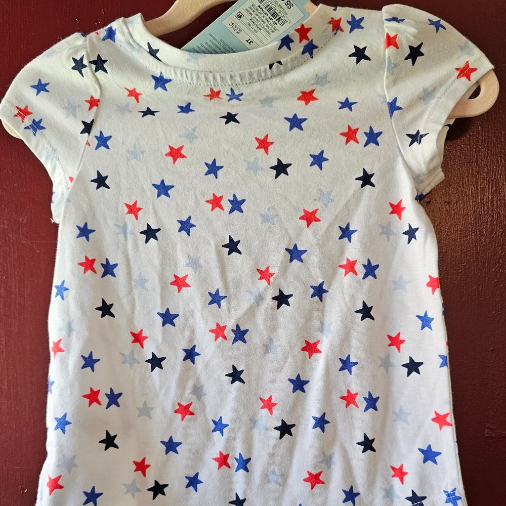 Girls Toddler 3T Stars Short Sleeve T-Shirt